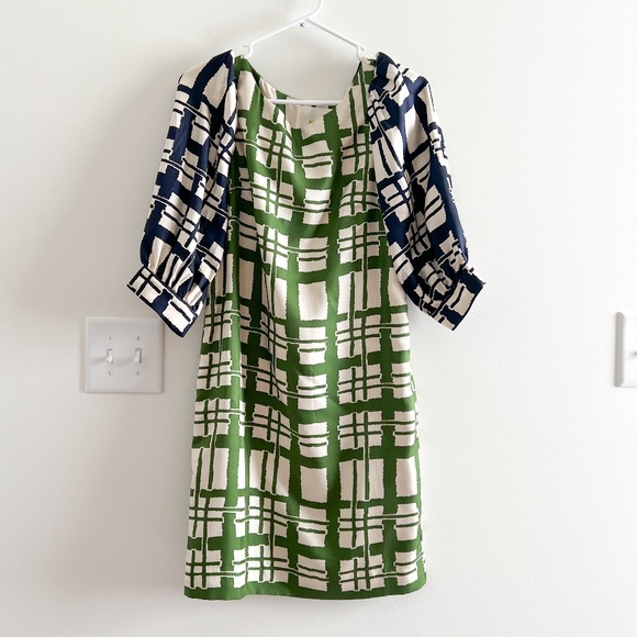 Maeve Broken Blocks Silk Plaid Dress - Picture 1 of 6